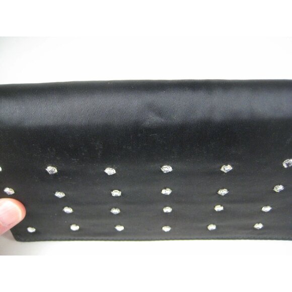 Britemode Black Clutch Rhinestones Snap Closure Purse Bag Front Flap Vintage - Picture 5 of 16